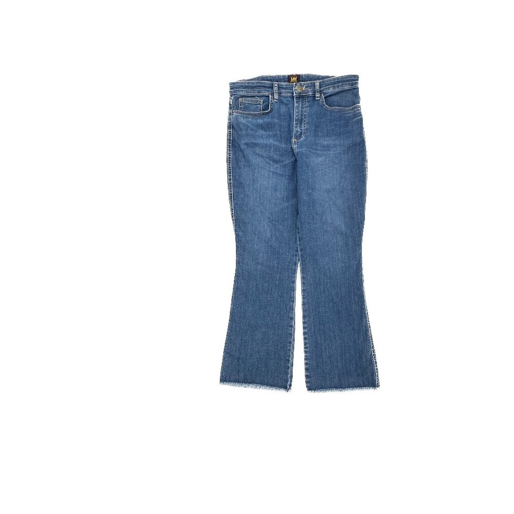 Lee Bootcut Raw Hem Women's size 12 Dark Wash Blue‎ Denim Jeans